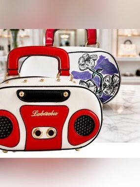Retro Boombox style Purse Bag. Great pre-loved condition. Handmade painting too